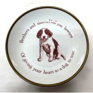 Decorative Horchow Collection Porcelain Dish With Puppy Illustration & Quote